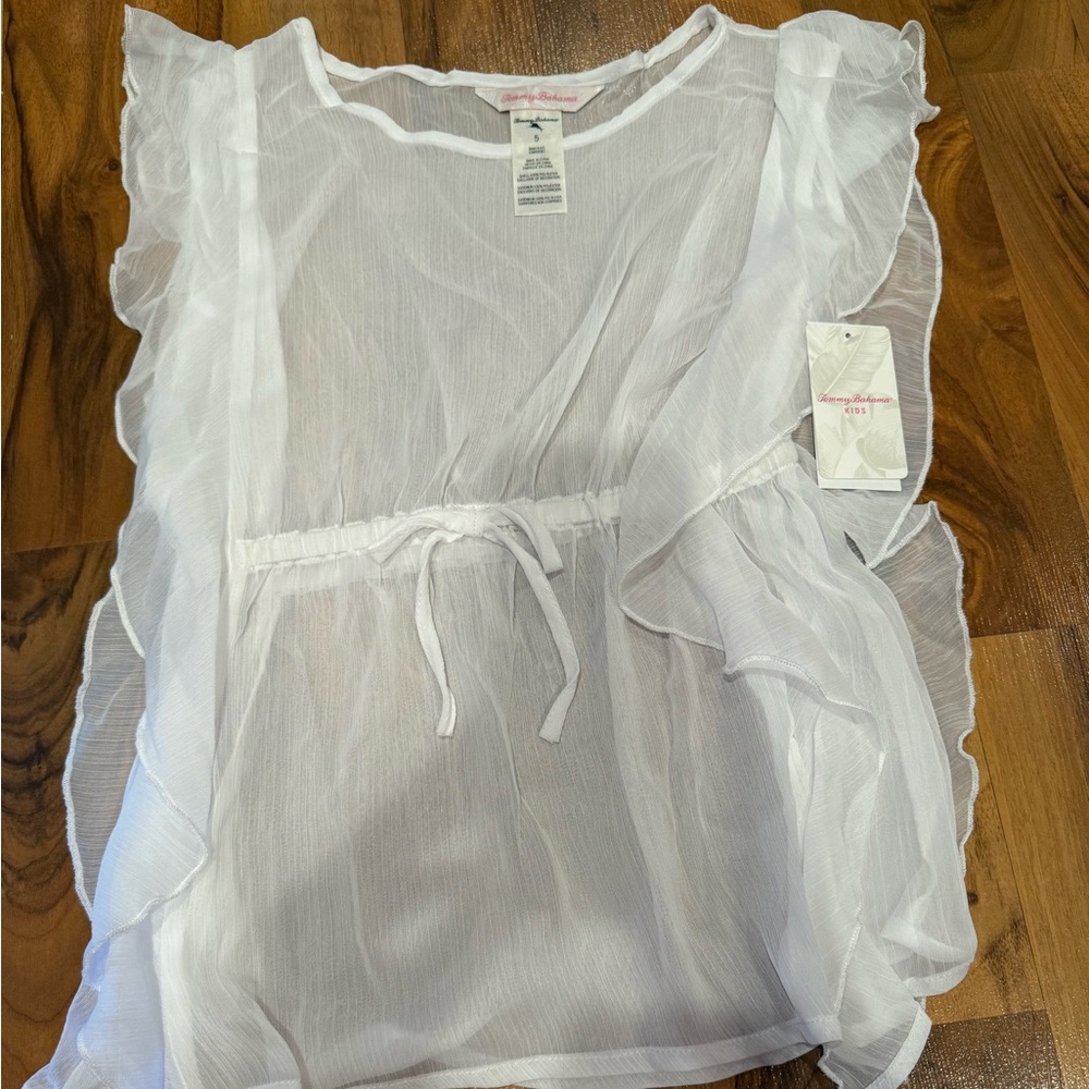 Tommy bahama bathing suit cover up sheer white mesh 5 girls swim suit NWT